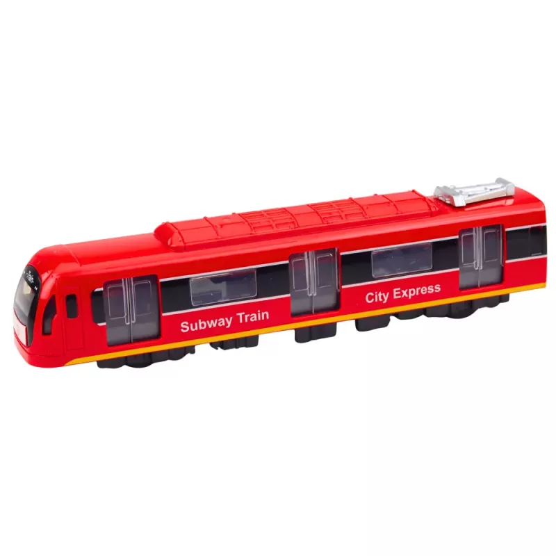 LEAN TOYS Metro Train City Express Atidaromos durys Šviesos Garsai Raudonas
