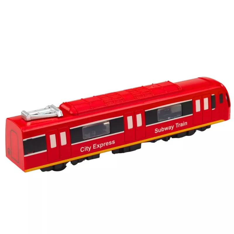 LEAN TOYS Metro Train City Express Atidaromos durys Šviesos Garsai Raudonas