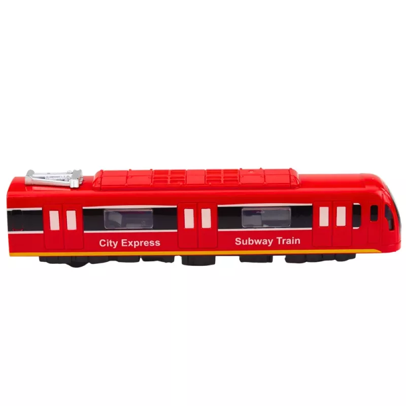 LEAN TOYS Metro Train City Express Atidaromos durys Šviesos Garsai Raudonas