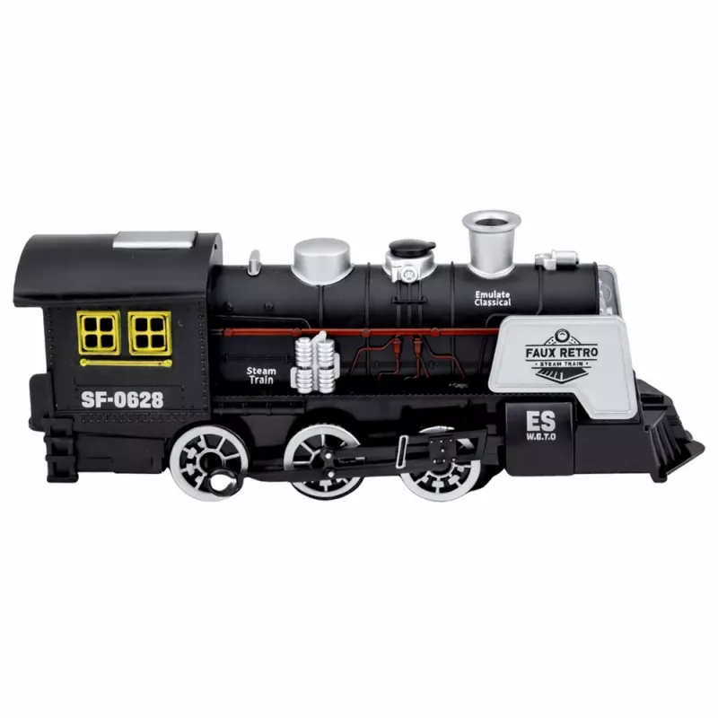 LEAN TOYS Classic Locomotive Obstacle Sensor Smoke Lights Sounds Black
