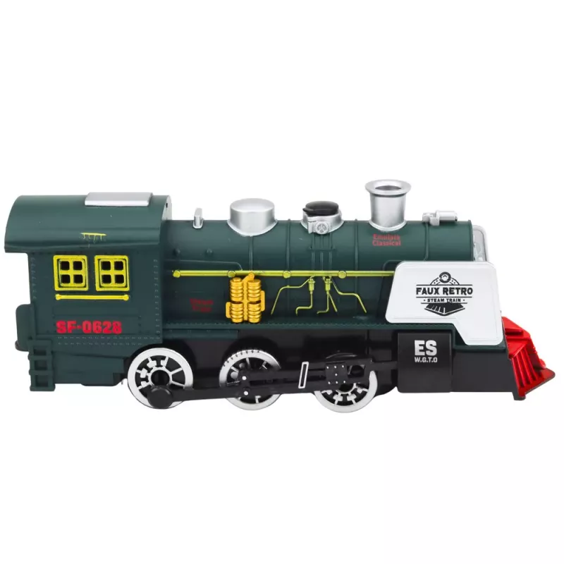 LEAN TOYS Classic Locomotive Obstacle Sensor Smoke Lights Sounds Green