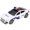 LEAN TOYS Policijos automobilis su atsidarančiomis durelėmis, varikliu, šviesomis ir garsais, baltas