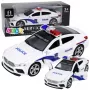LEAN TOYS Policijos automobilis su atsidarančiomis durelėmis, varikliu, šviesomis ir garsais, baltas