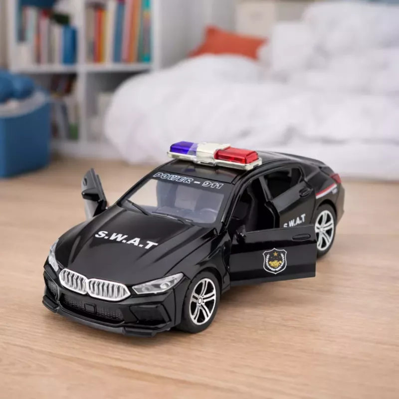 LEAN TOYS SWAT Special Unit Car Opening Doors Drive Lights Sounds Black