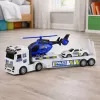 LEAN TOYS Policijos sunkvežimis, vilkikas, automobilis, sraigtasparnis su šviesomis ir garsais