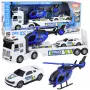 LEAN TOYS Policijos sunkvežimis, vilkikas, automobilis, sraigtasparnis su šviesomis ir garsais