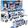 LEAN TOYS Policijos sunkvežimis su vilkiku ir policijos automobiliais su šviesomis ir garsais