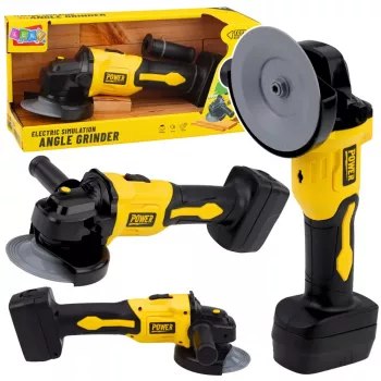 LEAN TOYS Žaislinis kampinis šlifuoklis vaikams su garsais, geltonas