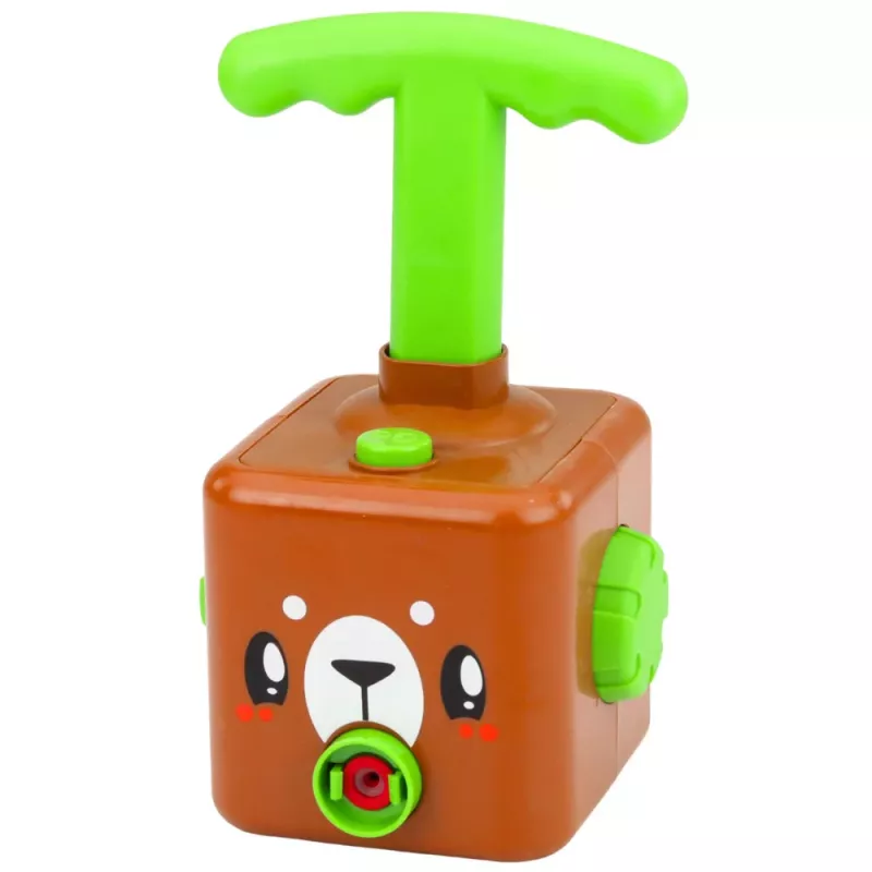 LEAN TOYS Žaidimų rinkinys su balionų paleidimo įrenginiu, automobiliukais ir meškiuku vaikams