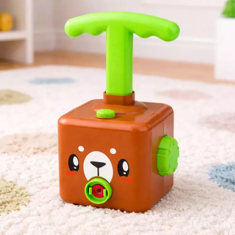 LEAN TOYS Žaidimų rinkinys su balionų paleidimo įrenginiu, automobiliukais ir meškiuku vaikams