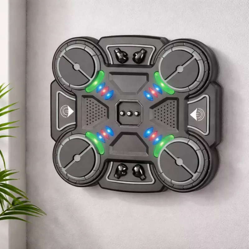 LEAN TOYS Interaktyvus muzikinis bokso skydas su LED lemputėmis, 3 lygiai, juodas