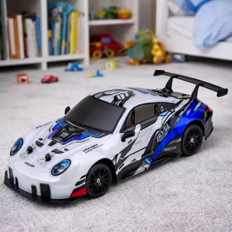 LEAN TOYS nuotoliniu valdymu driftinis automobilis RC su keičiamais ratais 4WD mėlynas 1:24
