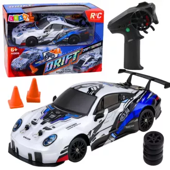 LEAN TOYS nuotoliniu valdymu driftinis automobilis RC su keičiamais ratais 4WD mėlynas 1:24