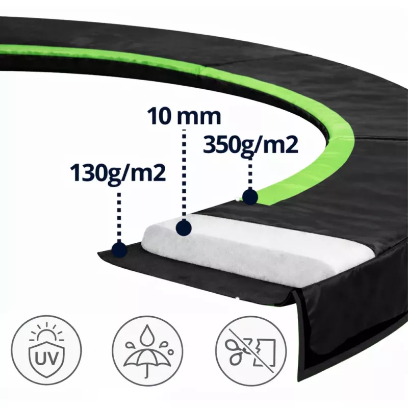 Lean Spring Pad for Trampoline Black 360-376 cm 12 ft