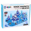 LEAN TOYS Magnetiniai blokeliai „Ledynų šalis“ su gyvūnų figūrėlėmis, mėlyni, 94 vnt.