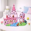 LEAN TOYS Magnetiniai blokeliai su figūrėlėmis, dažais ir kortelėmis piešimui, rožiniai, 80 vnt.