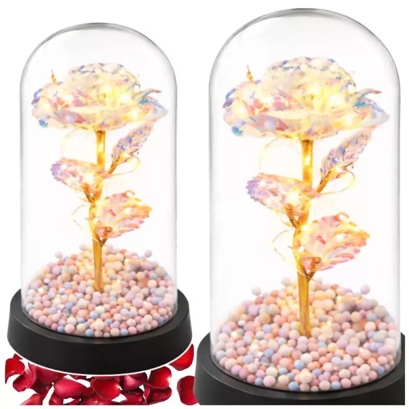LEAN Eternal Rose in a Glass Dome LED Crystal Lighting 21.5 x 11 cm