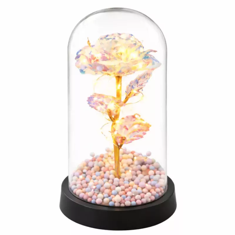 LEAN Eternal Rose in a Glass Dome LED Crystal Lighting 21.5 x 11 cm