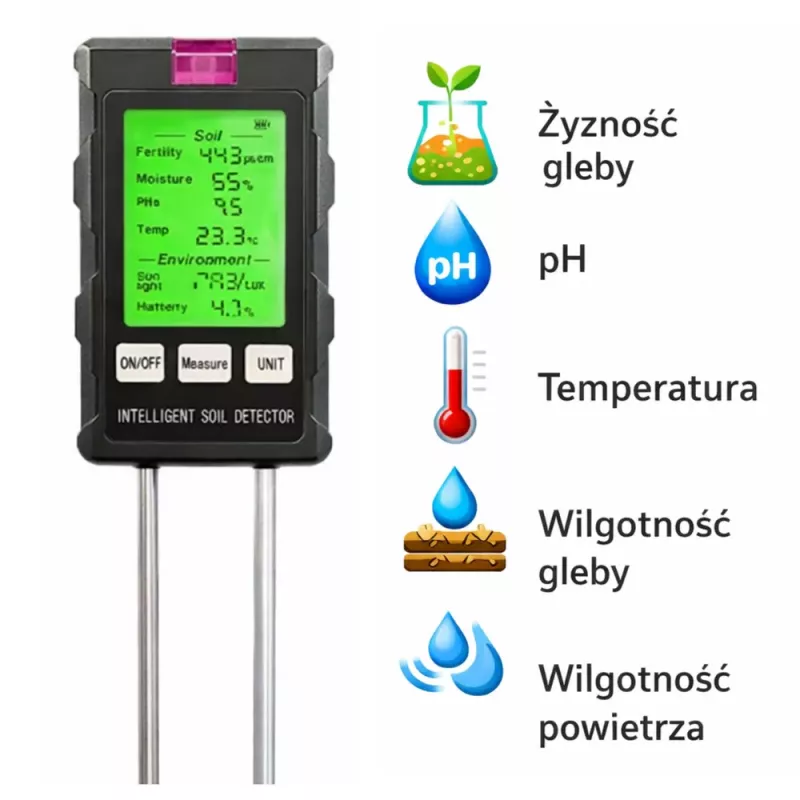 LEAN Plant Moisture Meter Soil Hygrometer 6in1 Temperature Light PH