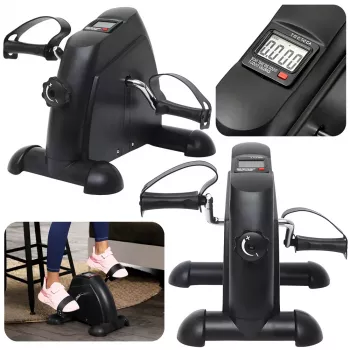 LEAN Mini treniruoklis kojoms ir rankoms 2 viename su LCD ekranu juodas
