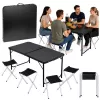 LEAN Camping Furniture Set Folding Table 4 Stools Black Suitcase
