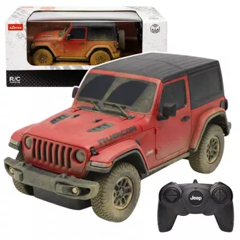 JEEP Wrangler Rubicon-Muddy nuotoliniu valdymu valdomas RC automobilis raudonas Rastar 1:24