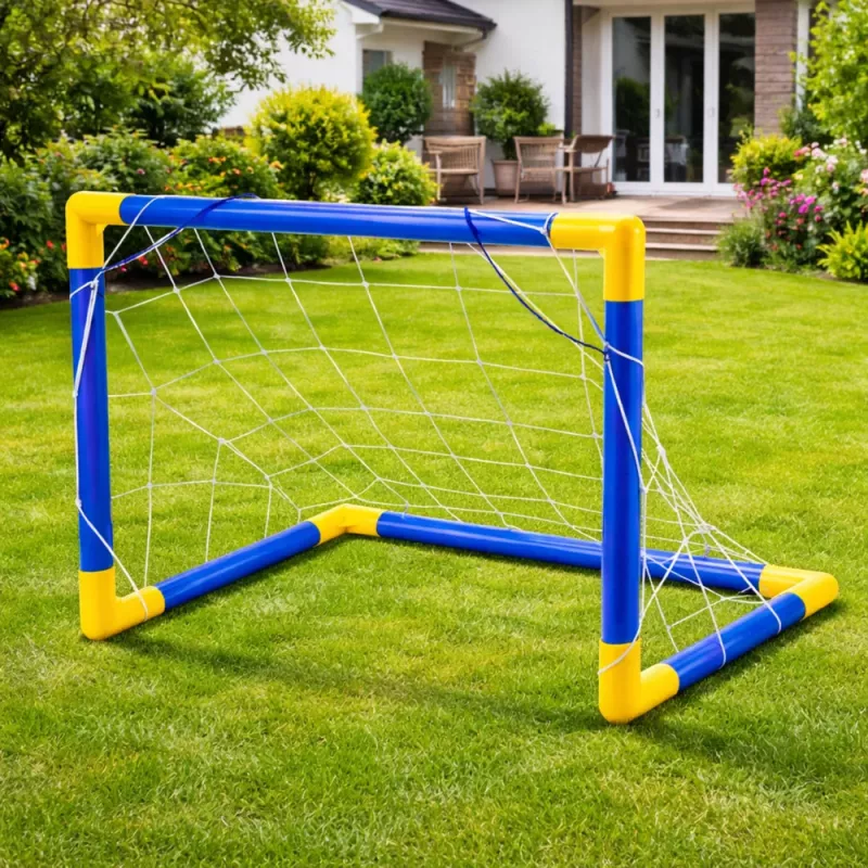LEAN TOYS Sportinis rinkinys futbolui, vartai, kamuolys, pompa 62x40 cm