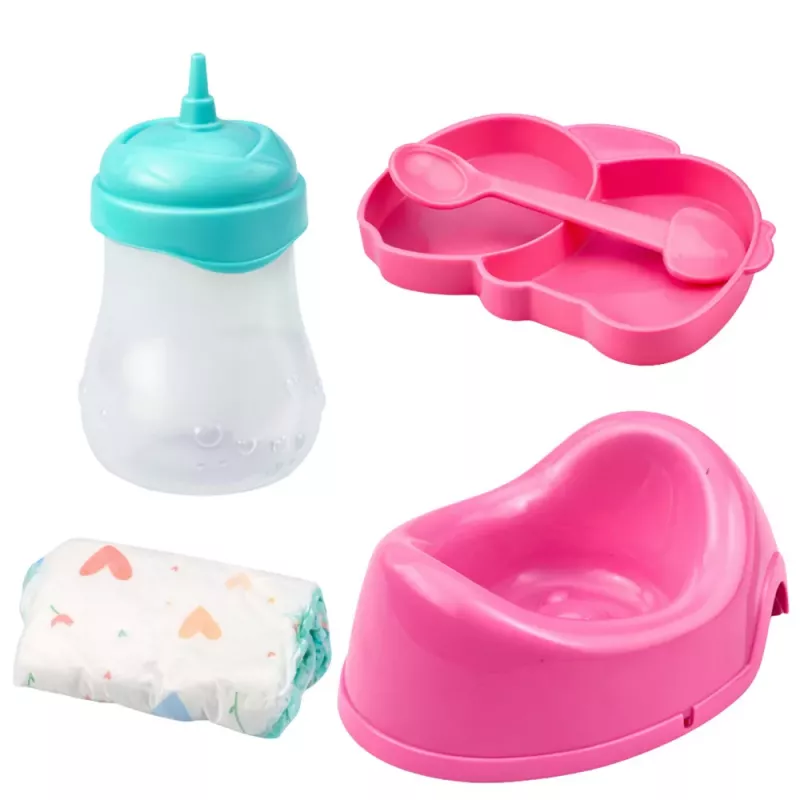 LEAN TOYS Baby Doll Peeing Care Accessories Bottle Potty 35 cm