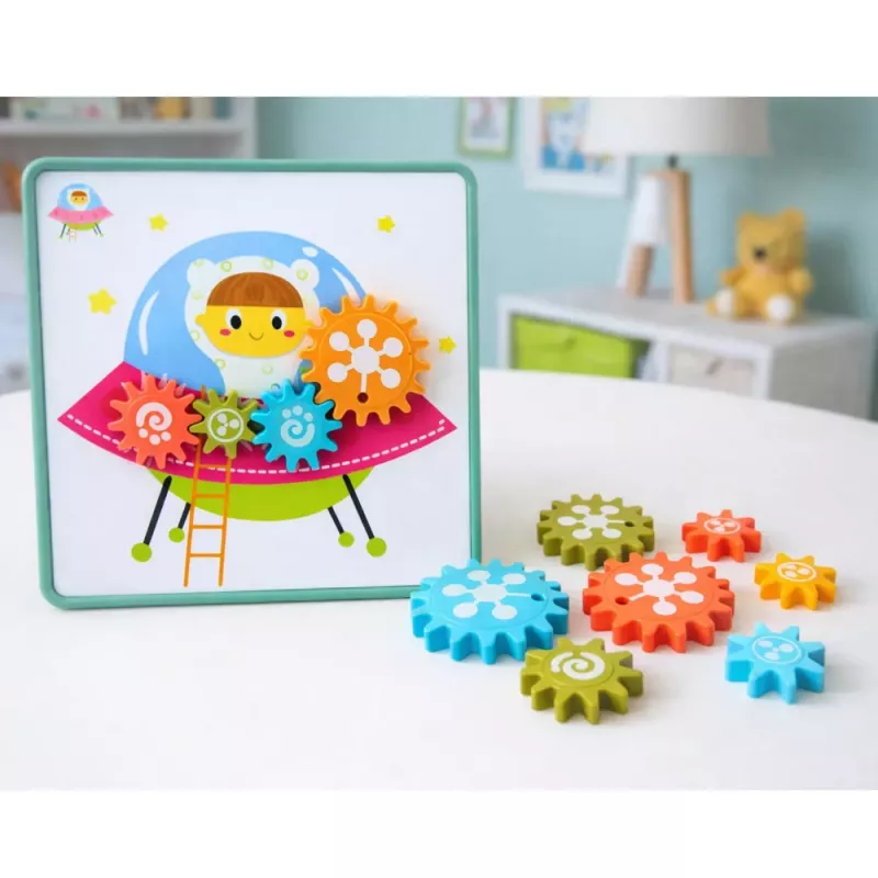 LEAN TOYS Creative Geometric Puzzle Mosaic Gears Puzzle 25 vnt.