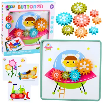 LEAN TOYS Creative Geometric Puzzle Mosaic Gears Puzzle 25 vnt.