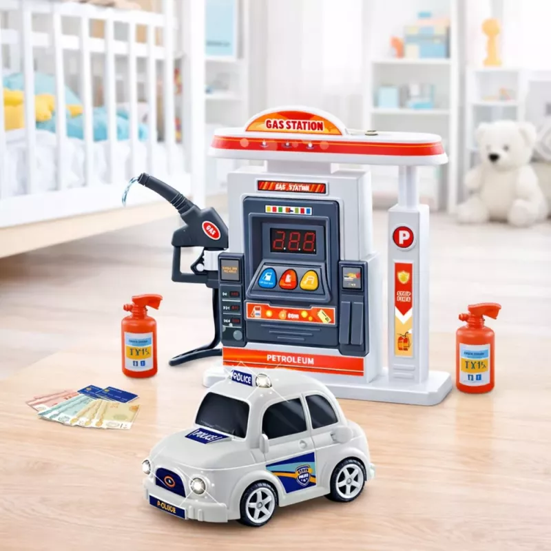 LEAN TOYS Interaktyvus policijos automobilis su degaline, šviesomis, garsais ir dūmais