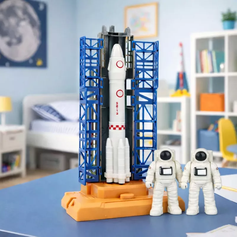 LEAN TOYS Kosmoso rinkinys Kosmonautai Paleidimo bokštas Raketa Šaudyklė Statybiniai blokeliai 300 dalių