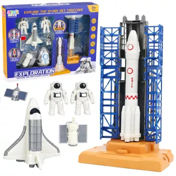 LEAN TOYS Kosmoso rinkinys Kosmonautai Paleidimo bokštas Raketa Šaudyklė Statybiniai blokeliai 300 dalių