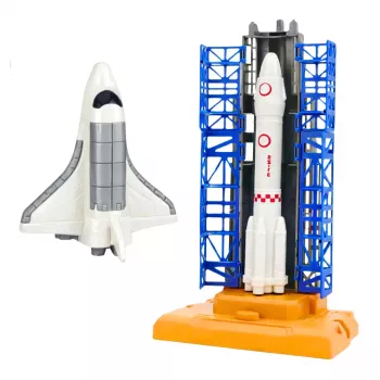 LEAN TOYS Kosminė stotis Raketa Šaudykla Palydovai Kosmonautai Šviesos