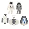 LEAN TOYS Kosminė stotis Raketa Šaudykla Palydovai Kosmonautai Šviesos