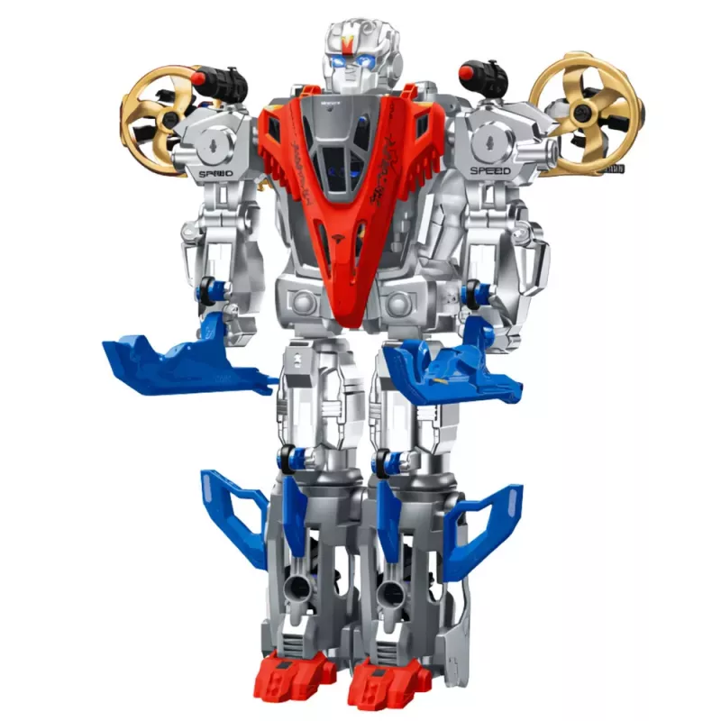 LEAN TOYS Robot Fighter Combat 2 in 1 Lights Sounds Red-Blue 29 pcs.