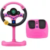 LEAN TOYS Interaktyvus vairas su stovu ir pedalais, šviesos, garsai, rožinė
