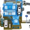 LEAN TOYS Interaktyvi kosminė stotis su automobilių stovėjimo aikštele ir raketa, šviesos ir garsai