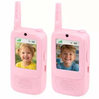LEAN TOYS Walkie Talkies Vaikams su Vaizdo Pokalbiais ir Įrašymo Kamera, Rožinė