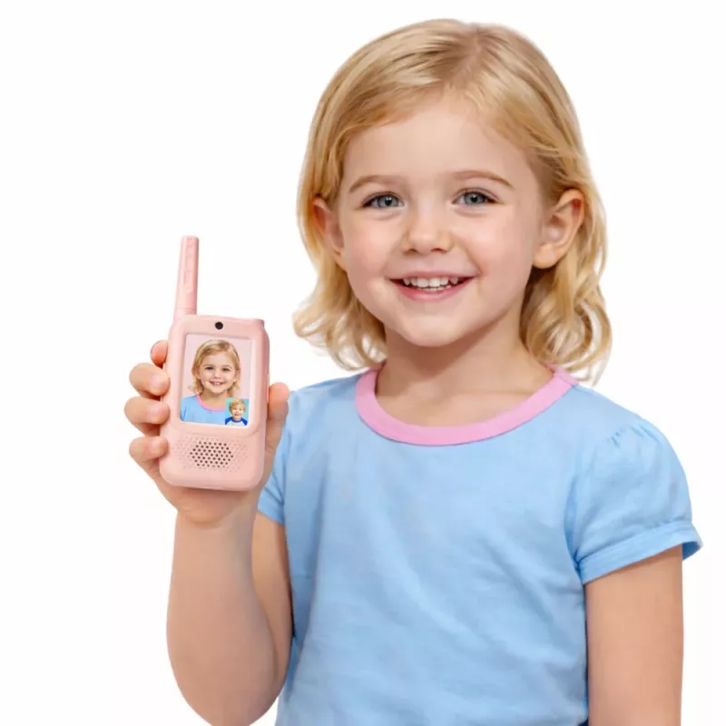 LEAN TOYS Walkie Talkies Vaikams su Vaizdo Pokalbiais ir Įrašymo Kamera, Rožinė