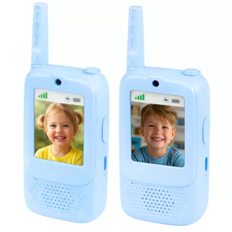LEAN TOYS Walkie Talkies vaikams su vaizdo įrašymu ir kamera, mėlyni
