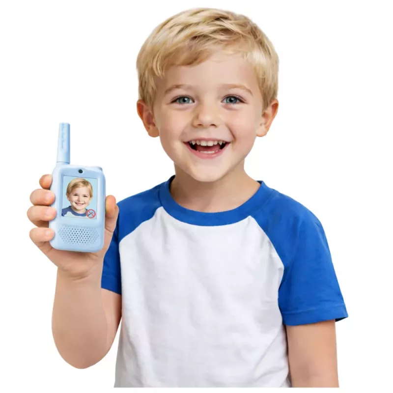 LEAN TOYS Walkie Talkies vaikams su vaizdo įrašymu ir kamera, mėlyni
