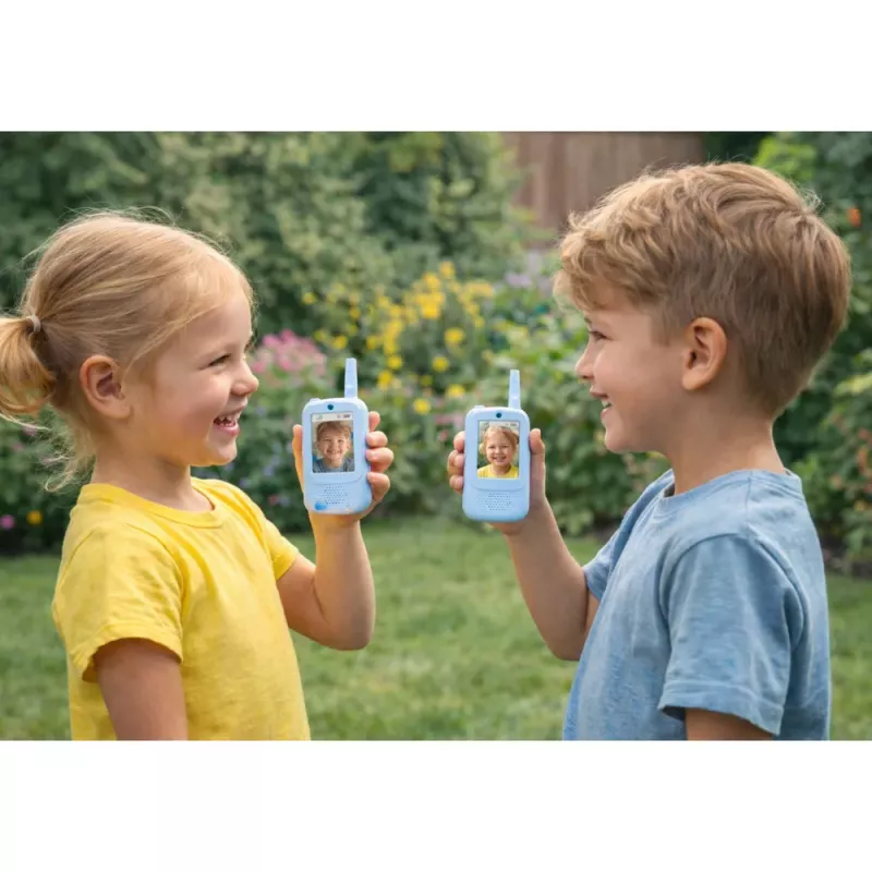 LEAN TOYS Walkie Talkies vaikams su vaizdo įrašymu ir kamera, mėlyni