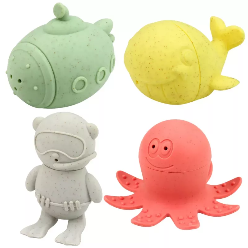 LEAN TOYS Edukaciniai vonios žaislai Sensorinės guminės figūrėlės Pastelinės 4 vnt.