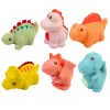LEAN TOYS Edukacinių guminių dinozaurų rinkinys maudynėms, pasteliniai žaidimai, 6 vnt.