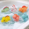 LEAN TOYS Edukacinių guminių dinozaurų rinkinys maudynėms, pasteliniai žaidimai, 6 vnt.