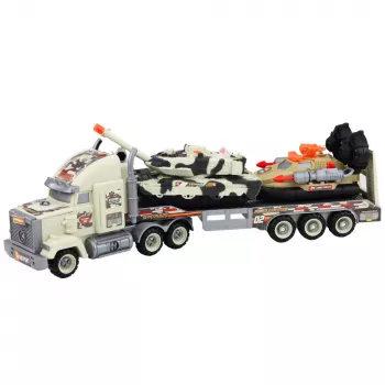 LEAN TOYS Karinis rinkinys: armijos sunkvežimis, tankas, sraigtasparnis ir kareivis