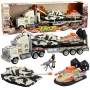 LEAN TOYS Karinis rinkinys: armijos sunkvežimis, tankas, sraigtasparnis ir kareivis