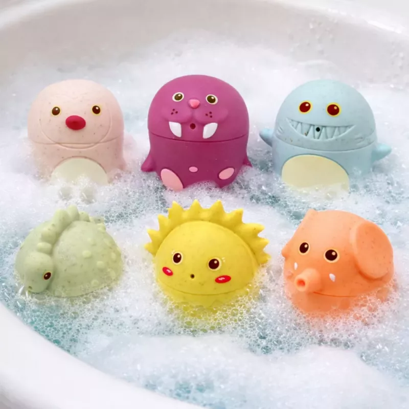 LEAN TOYS Educational Bath Toys Sensory Rubber Figures Pastel 6 vnt.
