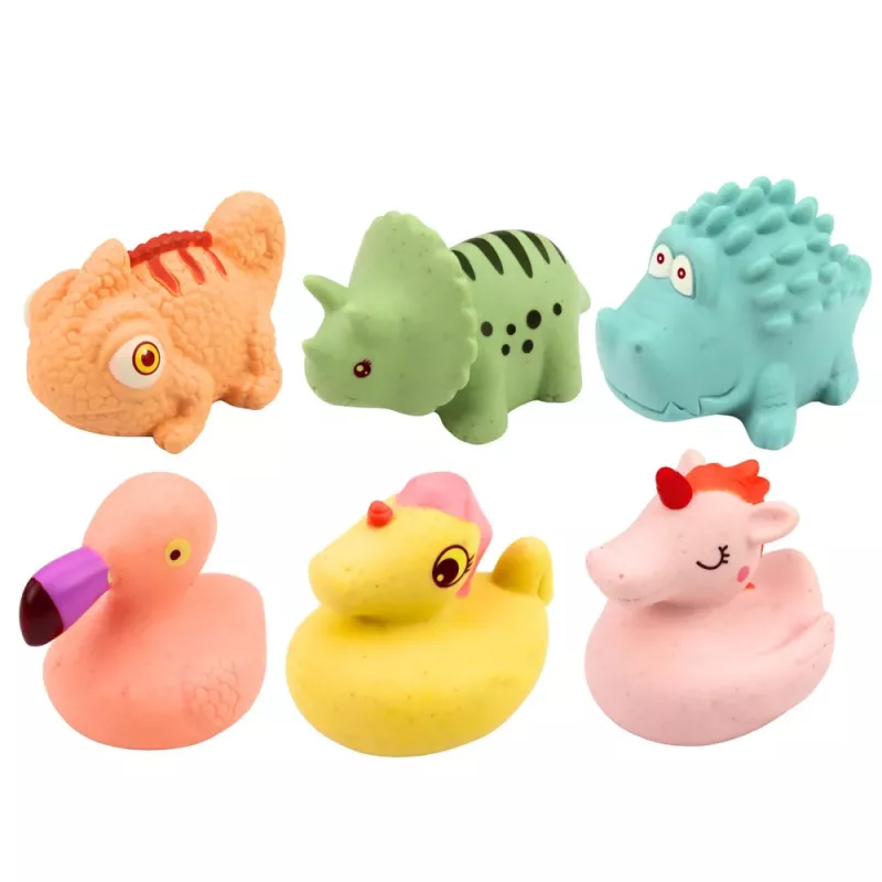 LEAN TOYS Edukacinių guminių gyvūnėlių rinkinys maudynėms, pasteliniai žaidimai, 6 vnt.